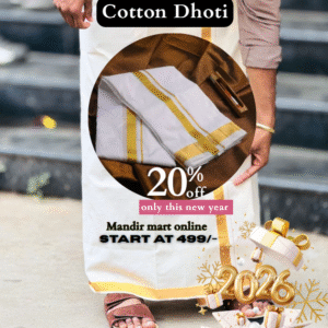 Premium Pure Cotton Dhoti with Golden Border | New year sale 2026  4.5 Meter Traditional Dhoti for Men | Perfect for Puja & Wedding