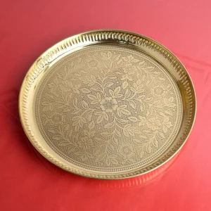 Traditional Vintage Brass Floral Thali