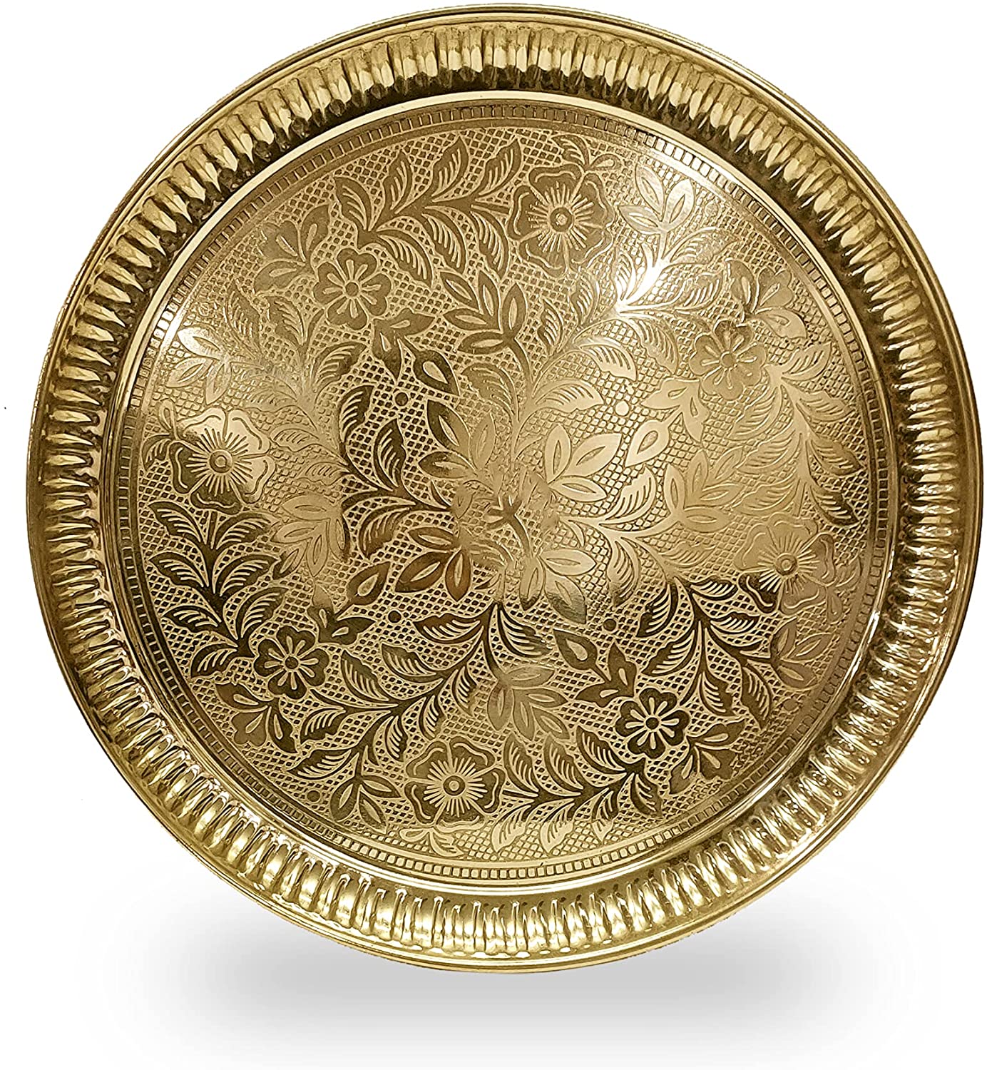 Traditional Vintage Brass Floral Thali - Image 4