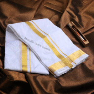 Premium Pure Cotton Dhoti with Golden Border | 4.5 Meter Traditional Dhoti for Men | Perfect for Puja & Wedding
