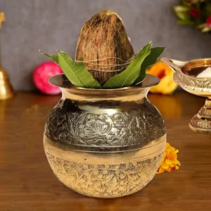 Brass Pooja Kalash Lota – 650 ml | Traditional Brass Kalash for Pooja & Rituals (4.5 Inch, Golden Finish)