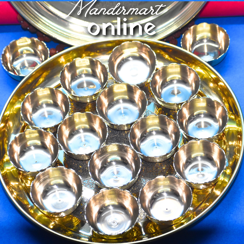 Buy Brass Pooja Thali Set with 16 Katori & Lota – Complete Puja Plate for Daily Rituals - Image 3